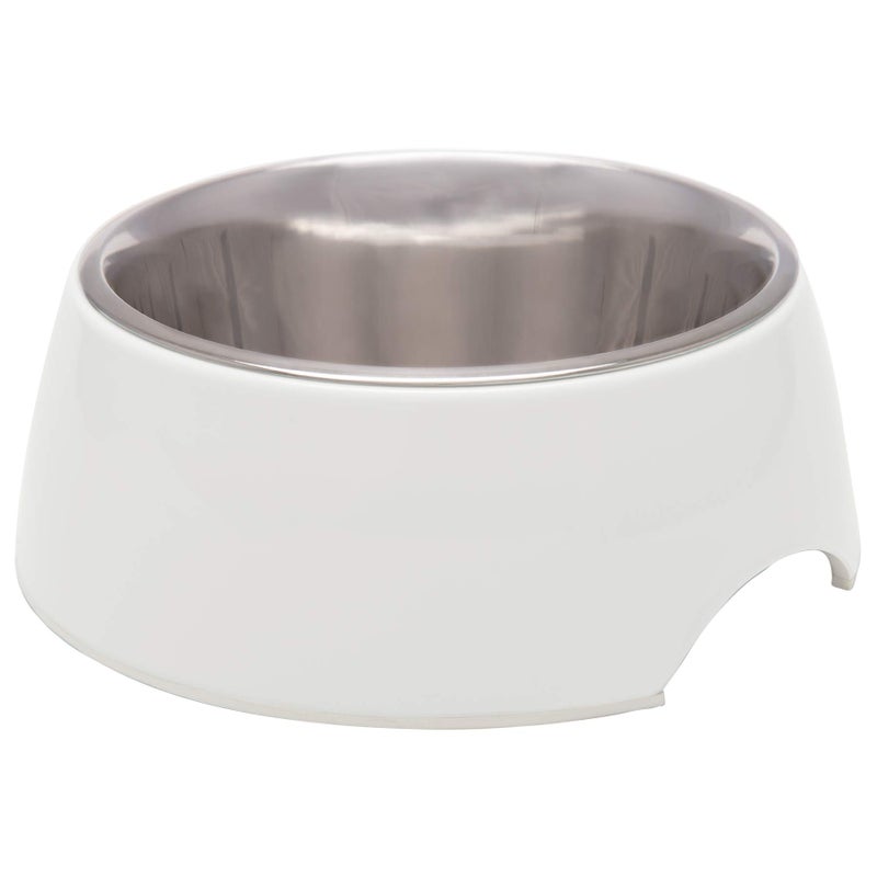 Loving Pets - Retro Bowl Dog Food Water Bowl No Tip Stainless Steel Elevated Pet Bowl No Skid Spill Proof (Medium, White) - Image 1